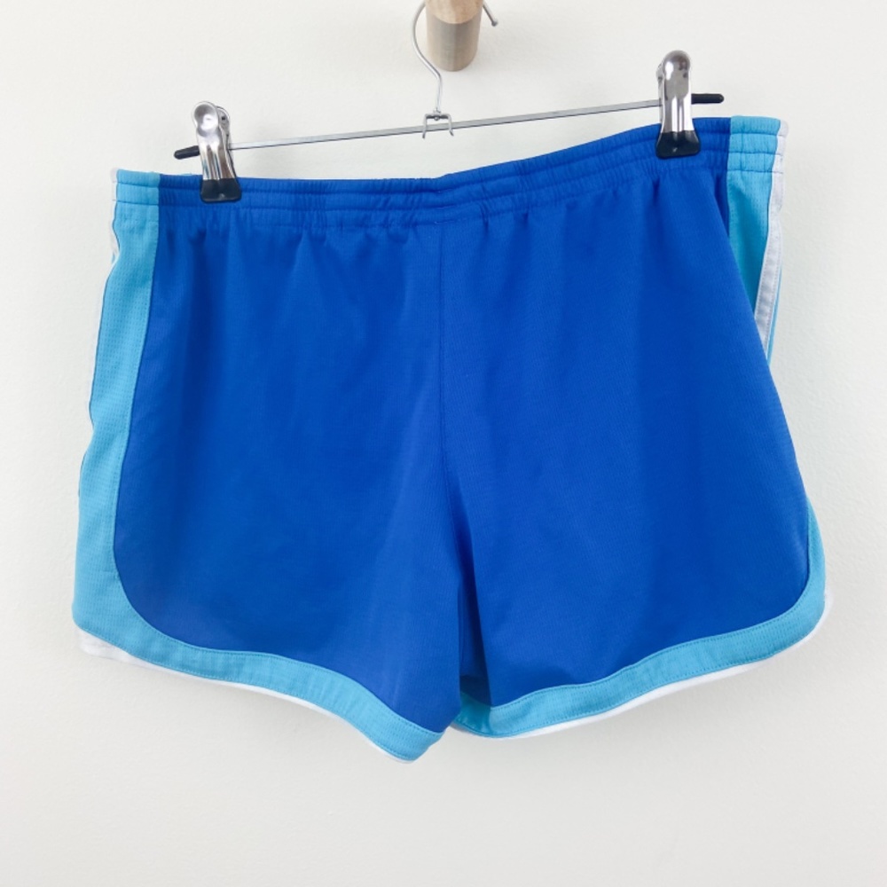 Adidas blue & white track athletic shorts Sz S - Picture 2 of 4